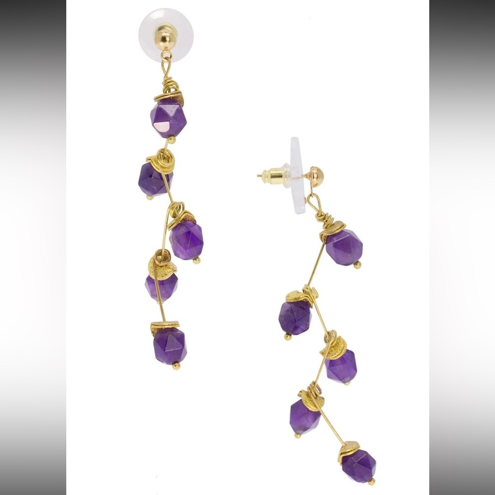 SAACHI Crystal Purple Branch Drop Earring. NWT.